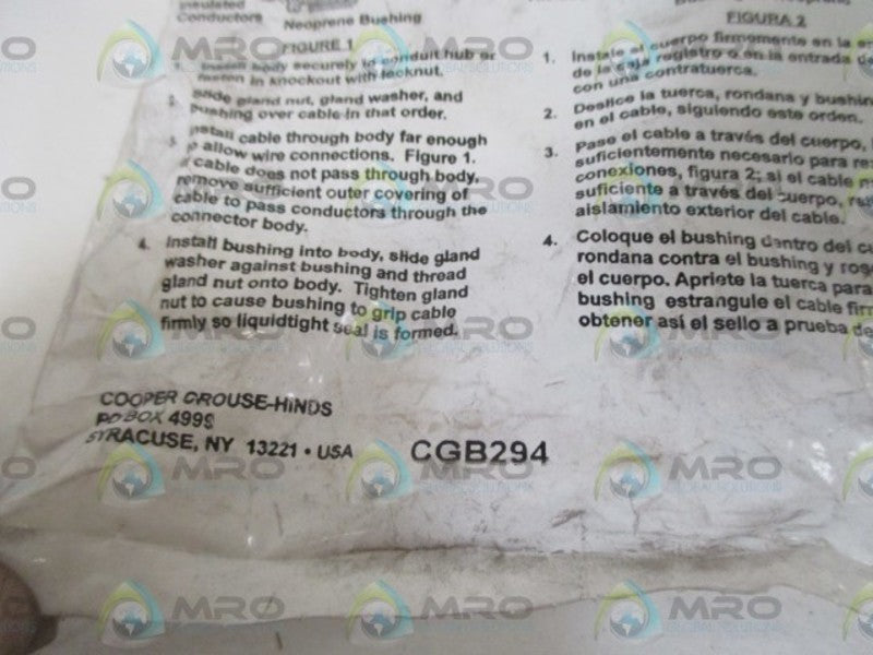 LOT OF 5 CROUSE-HINDS CGB294 CABLE FITTING *NEW IN A FACTORY BAG*