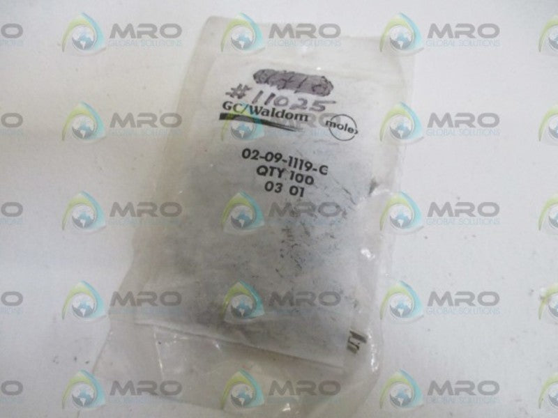 LOT OF 100 GC/WALDON 02-09-1119-C CONNECTOR *NEW NI A FACTORY BAG*