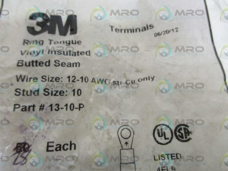 LOT OF 28 3M 13-10-P RING TONGUE/VINYL INSULATED *NEW NO BOX*