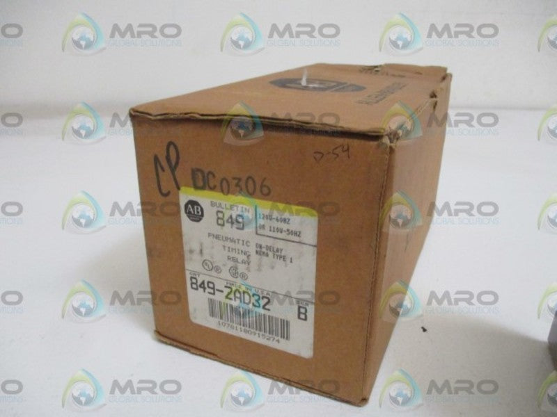 ALLEN BRADLEY 849-ZAD32 SER.B TIMING RELAY (MISSING COVER)*NEW IN BOX*