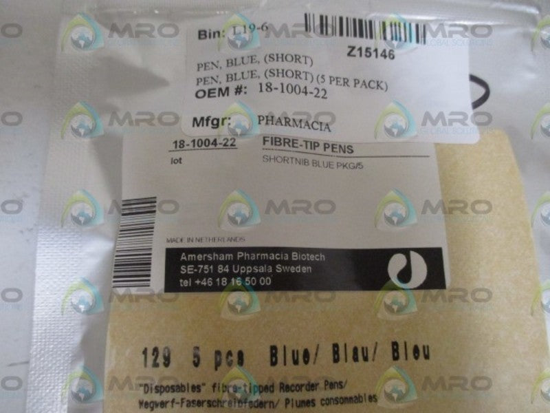 LOT OF 5 AMERSHAM 18-1004-22 FIBER-TIP PENS (BLUE)*ORIGINAL PACKAGE*