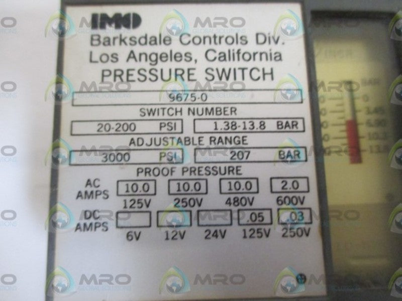 IMO 9675-0 PRESSURE SWITCH  UNMP