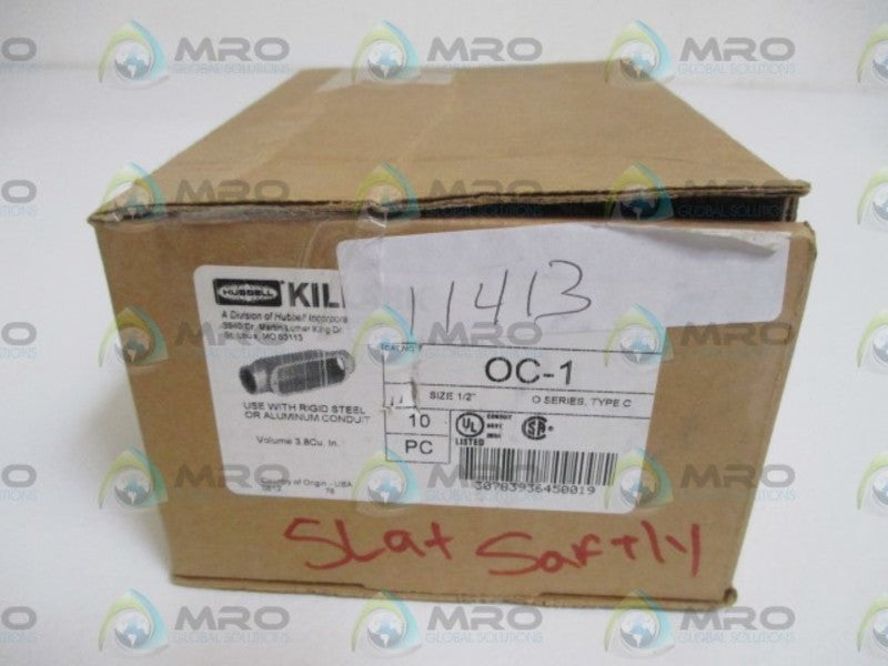 LOT OF 10 KILLARK OC-1 CONDUIT BODY 1/2" NSMP