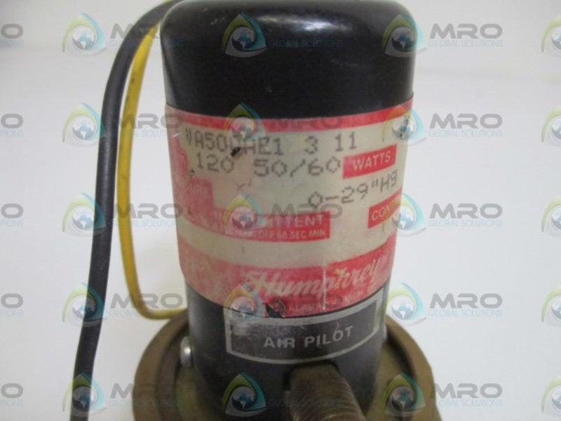 HUMPHREY VA500AE1-3-11 SOLENOID VALVE UNMP