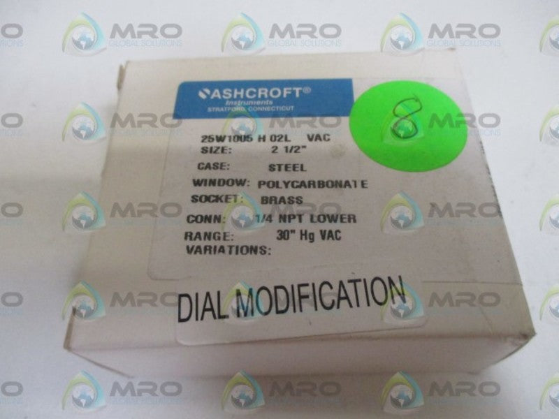 ASHCROFT 25W1005H02L-VAC NSMP
