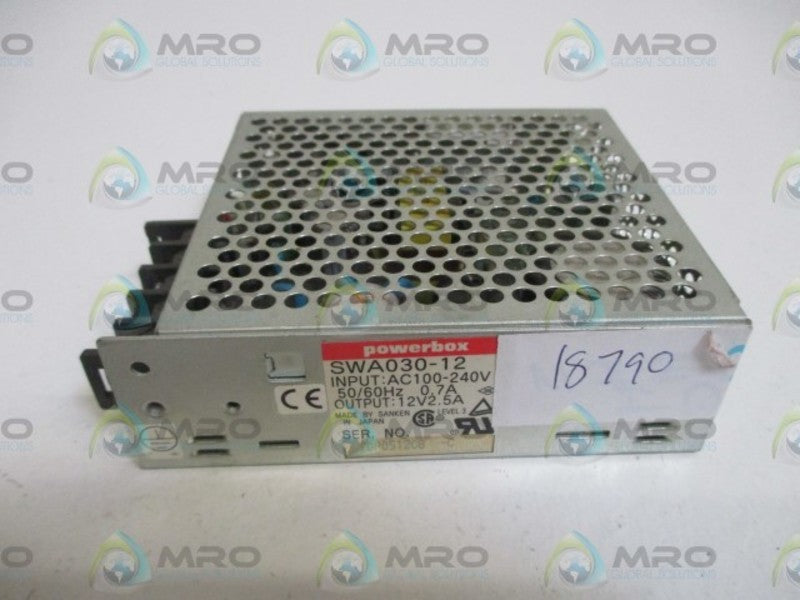 POWERBOX SWA030-12 POWER SUPPLY  UNMP