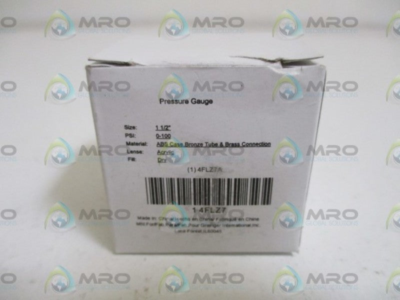 GRAINER 4FLZ7 PRESSURE GAUGE 0-100 PSI  NSMP