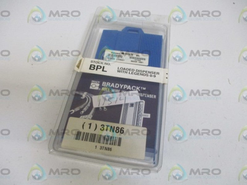 BRADY BPL LOADED DISPENSER WITH LEGENDS 0-9 * ORIGINAL PACKAGE *