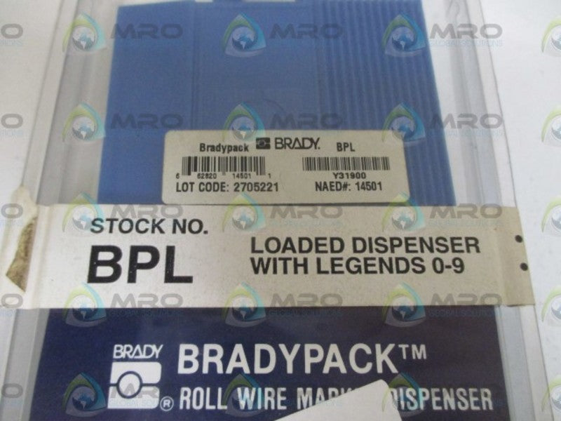 BRADY BPL LOADED DISPENSER WITH LEGENDS 0-9 * ORIGINAL PACKAGE *