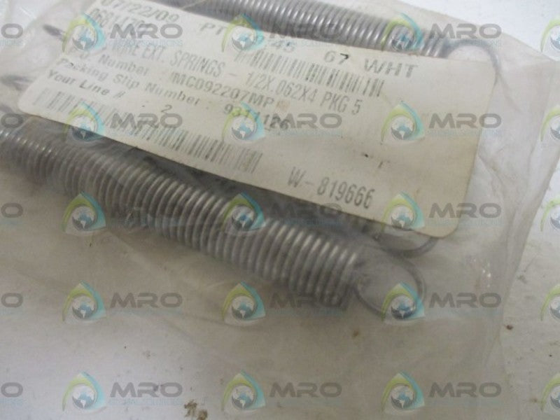 LOT OF 5 E-062-500-4000 WIRE EXT. SPRING NSNP IN A BAG