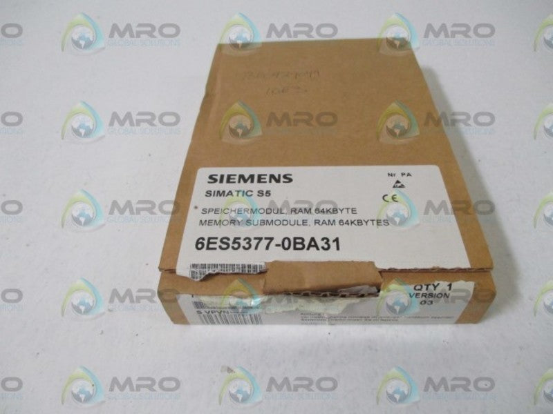 SIEMENS 6ES5377-0BA31 MEMORY SUBMODULE, RAM 64KBYTES  NSMP