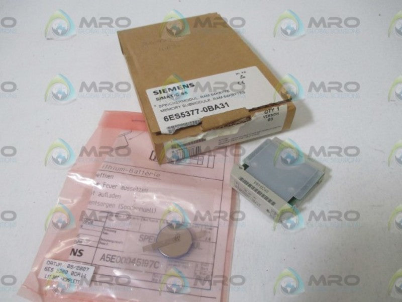 SIEMENS 6ES5377-0BA31 MEMORY SUBMODULE, RAM 64KBYTES  NSMP
