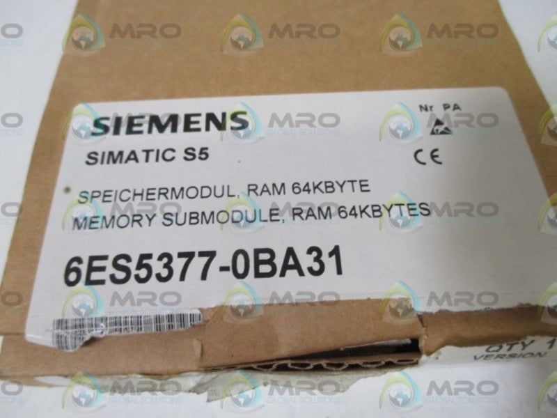SIEMENS 6ES5377-0BA31 MEMORY SUBMODULE, RAM 64KBYTES  NSMP