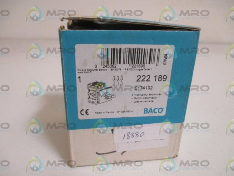 BACO 222 189 SWITCH DISCONNECTOR  NSMP