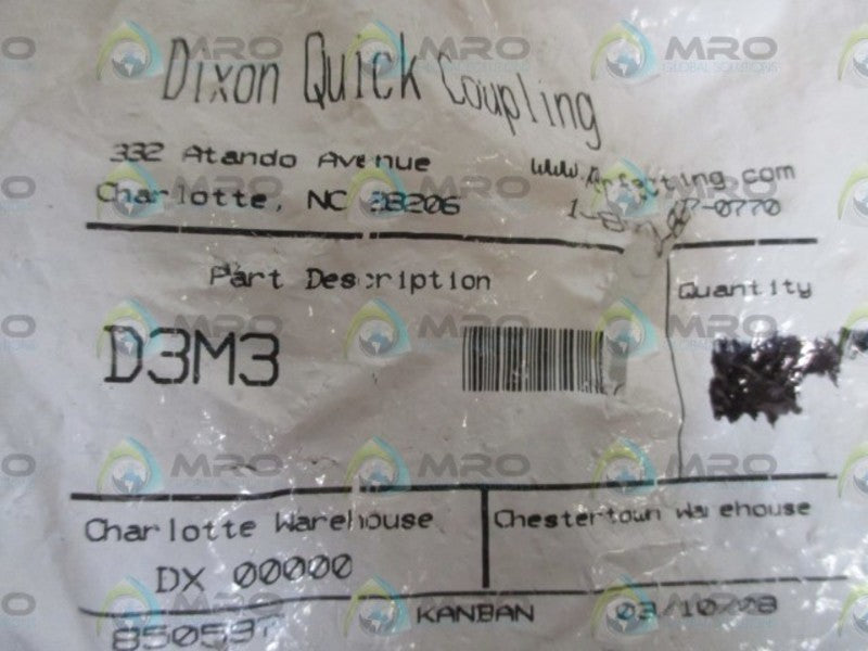 LOT OF 9 DIXON D3M3 MALE PLUG NSNP IN A FACTORY BAG