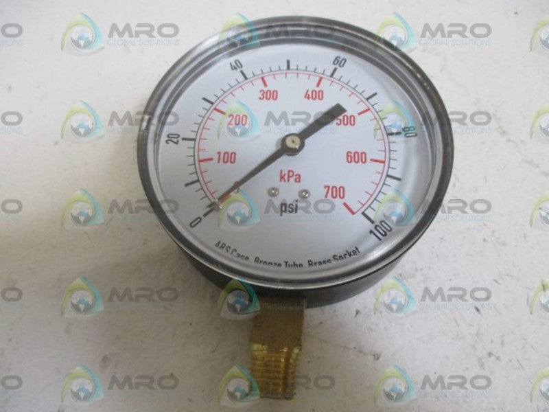 GRAINGER 4FLX8 PRESSURE GAUGE 3-1/2" 0-100PSI  NSMP