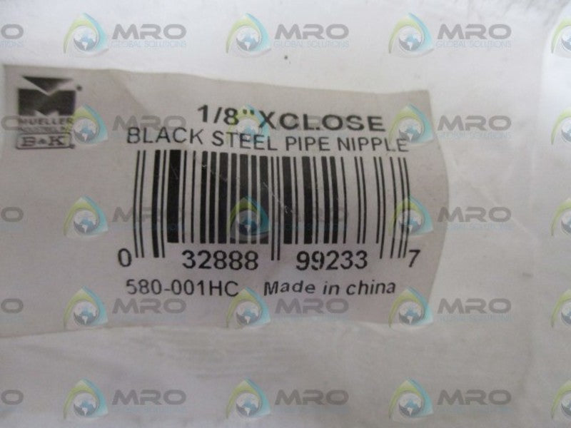 MUELLER 580-001HC 18" CLOSE BLK STEEL PIPE NIPPLE  NSMP