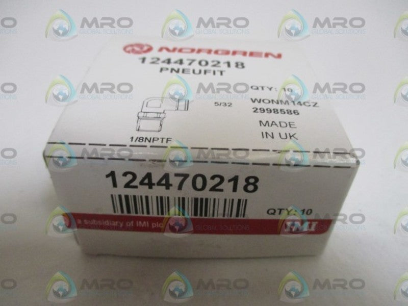 LOT OF 10 NORGREN 124470218 1/8" SWIVEL ELBOW ADAPTOR NSMP