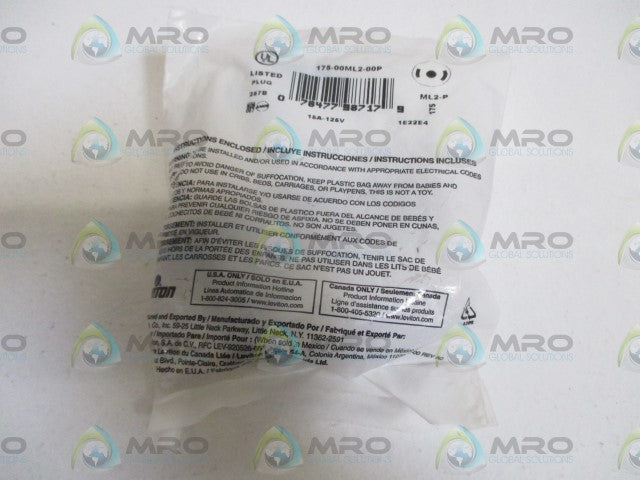 LEVITON 175-00ML2-00P PLUG * NEW IN A FACTORY BAG *