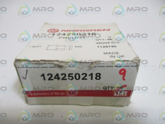 LOT OF 9 NORGREN 124250218 1/8" CONNECTOR *NEW IN BOX*