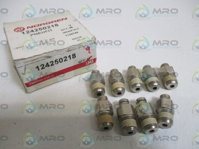 LOT OF 9 NORGREN 124250218 1/8" CONNECTOR *NEW IN BOX*