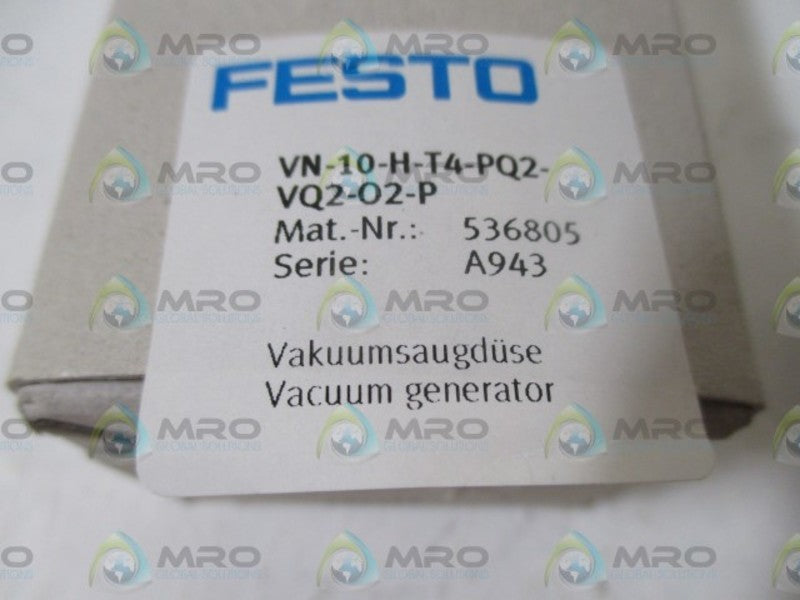 FESTO VN-10-H-T4-PQ2-VQ2-O2-P VACUUM GENERATOR NSMP