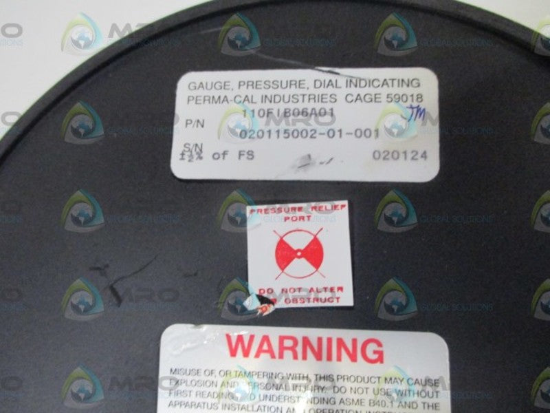 PERMA-CAL 110D1B06A01 PRESSURE GAUGE 0-200PSI  NSNP