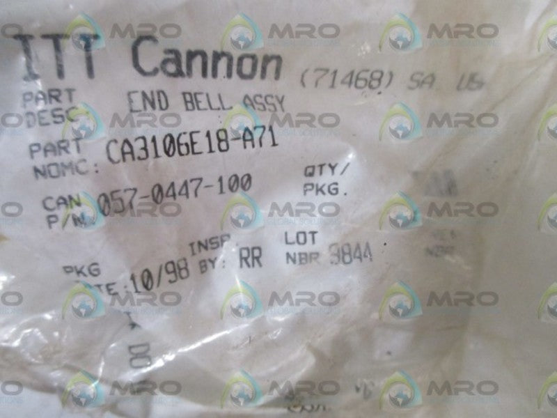 ITT CANNON CA3106E18-A71 END BELL ASSY.  NSMP