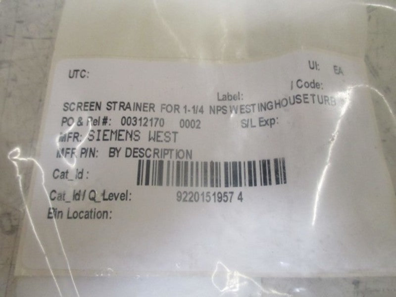 SIEMENS WEST 00312170 STRAINER  NSNP
