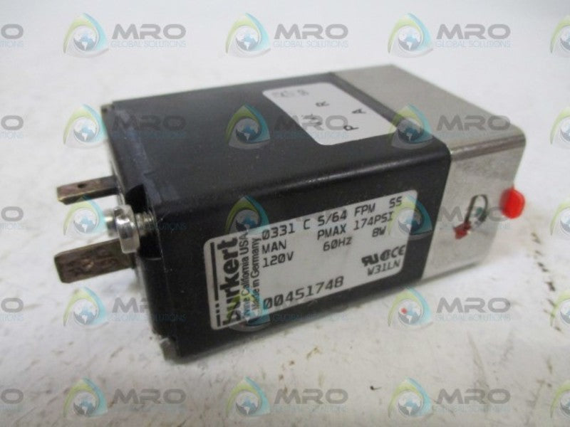 BURKERT 0331 C 5/64 FPM SS SOLENOID VALVE  NSMP
