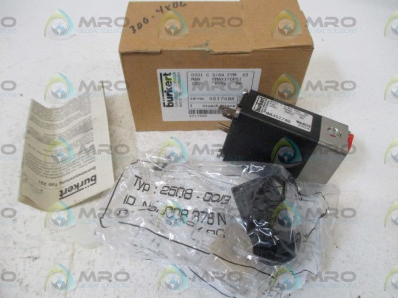 BURKERT 0331 C 5/64 FPM SS SOLENOID VALVE  NSMP