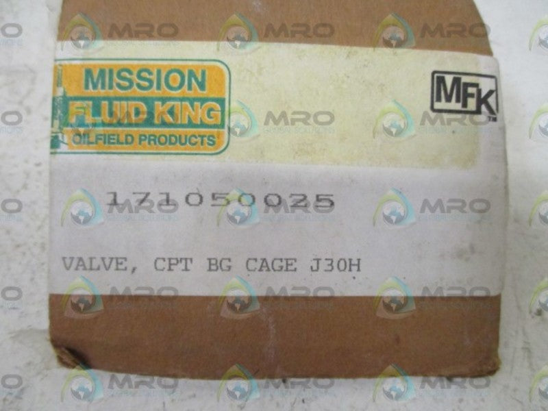 MISSION FLUID KING 171050025 VALVE, CPT BG CAGE  ORIGINAL PACKAGE