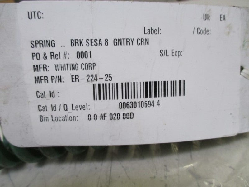 WHITING CORP ER-224-25 SPRING  NSNP