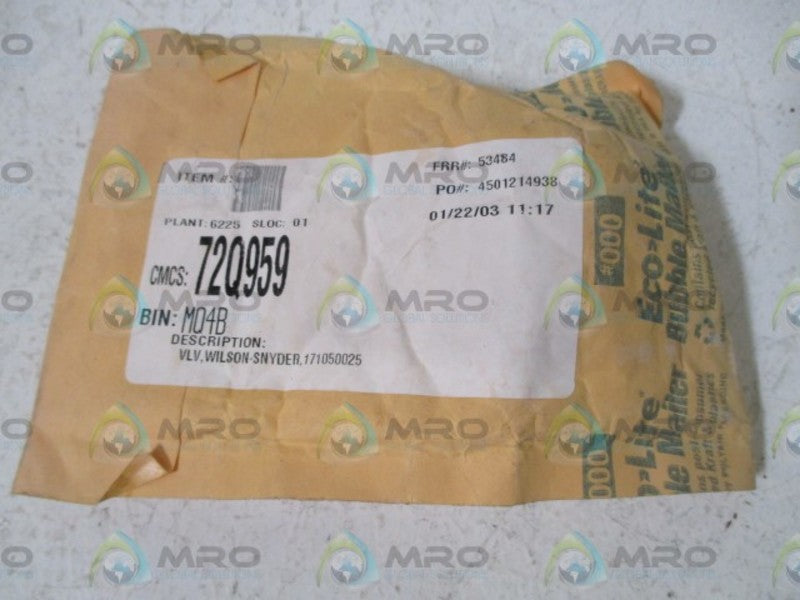 MISSION 171050025 VALVE, CPT BG CAGE  ORIGINAL PACKAGE