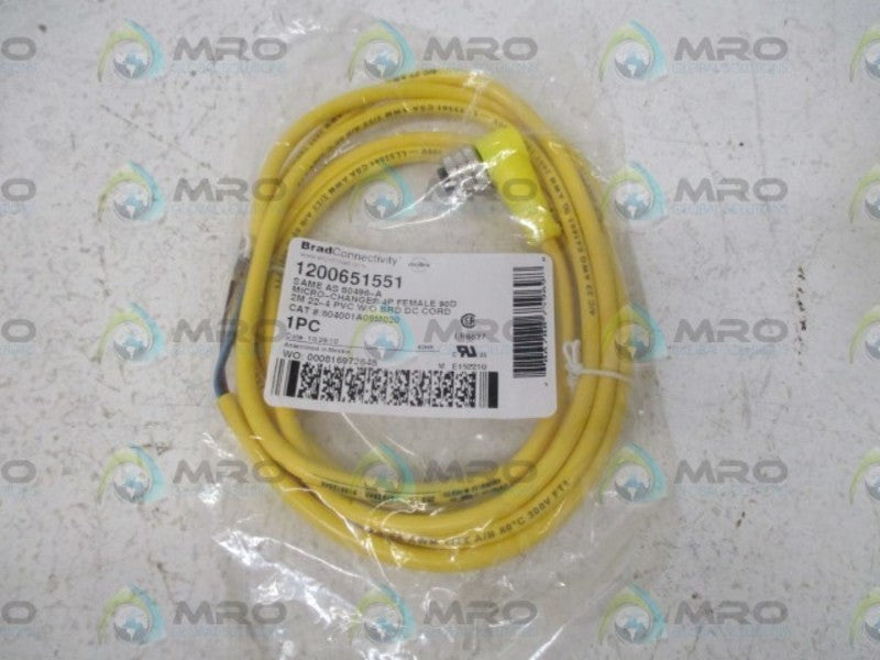 BRAD CONNECTIVITY 804001A09M020 4P CORDSET 1200651551 * NEW IN A FACTORY BAG *