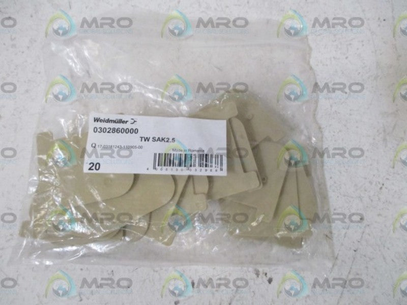 LOT OF 20 WEIDMULLER 0302860000 BEIGE PERTITION PLATE (TWSAK2.5) *NEW IN A BAG*