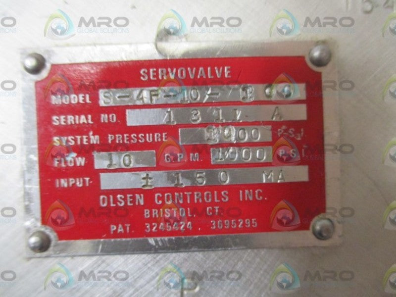OLSEN CONTROLS INC. S-4F-10-100 SERVO VALVE  UNMP