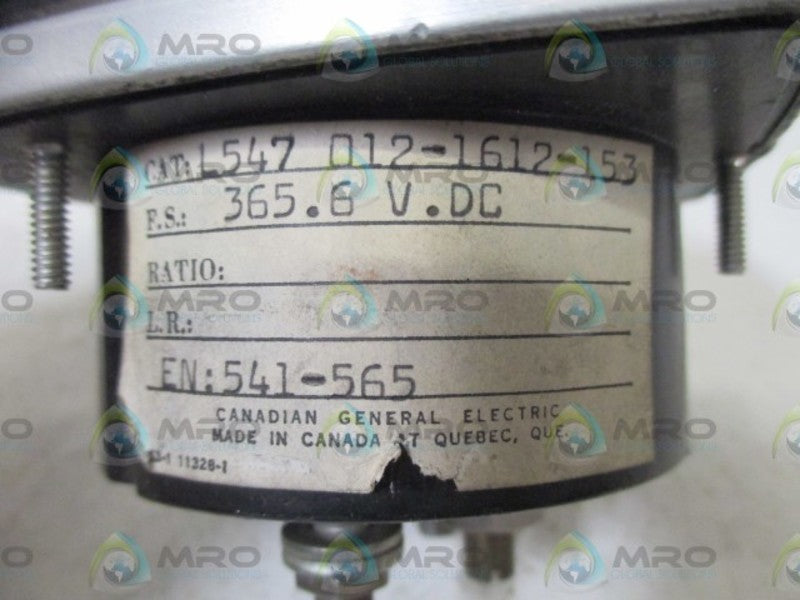 GENERAL ELECTRIC L547 012-1612-153 PANEL METER  UNMP