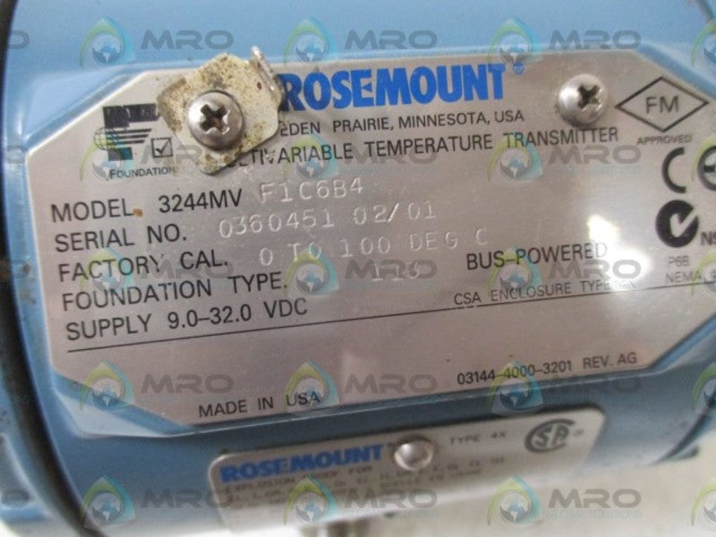 ROSEMOUNT 3244MVF1C6B4 TEMPRATURE TRASMITTER  UNMP