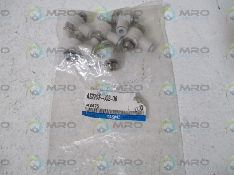 LOT OF 6 SMC AS2201F-U02-06 FLOW SPEED CONTROL NSNP IN A BAG