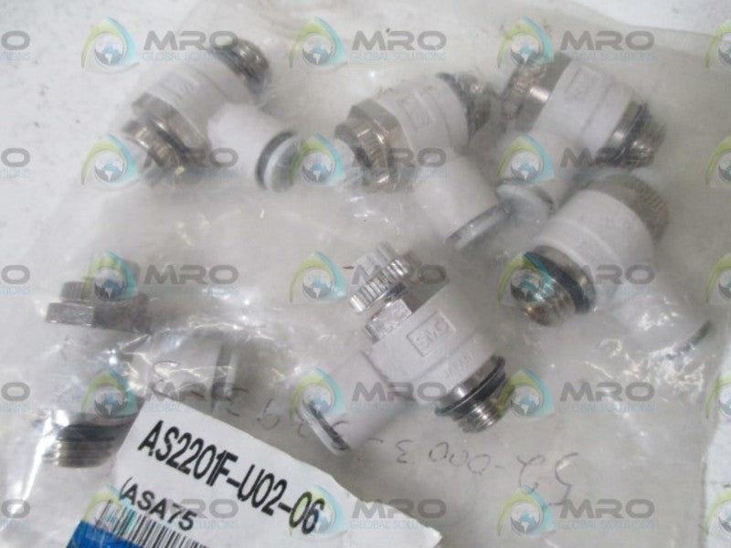 LOT OF 6 SMC AS2201F-U02-06 FLOW SPEED CONTROL NSNP IN A BAG
