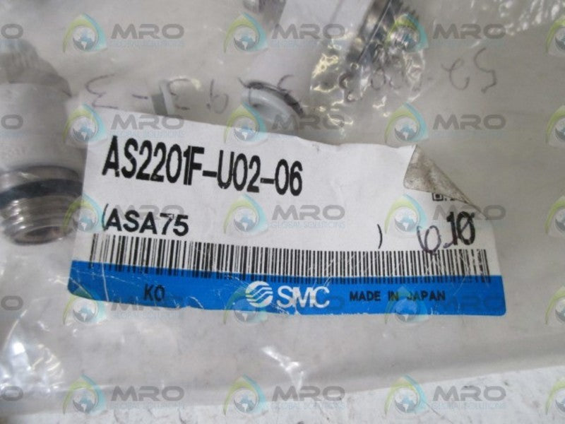 LOT OF 6 SMC AS2201F-U02-06 FLOW SPEED CONTROL NSNP IN A BAG