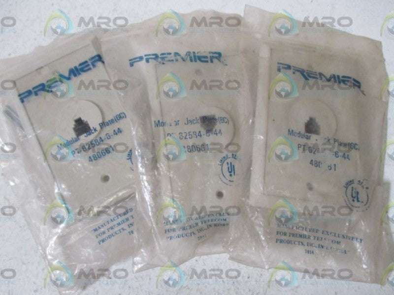 LOT OF 3 PERMIER PT-625B4-6-44 MODULAR JACK PLATE NSNP IN A FACTORY BAG