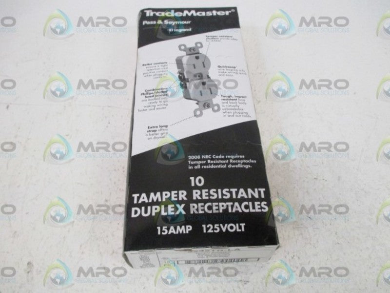 LOT OF 10 PASS & SEYMOUR 3232TR-LA DUPLEX RECEPTACLE NSMP