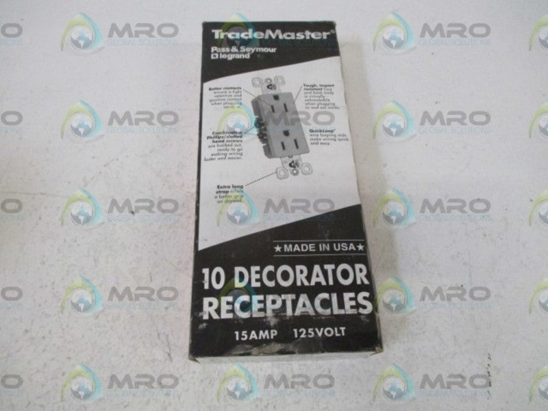 LOT OF 10 PASS & SEYMOUR 885-I DECORATOR RECEPTACLE NSFS