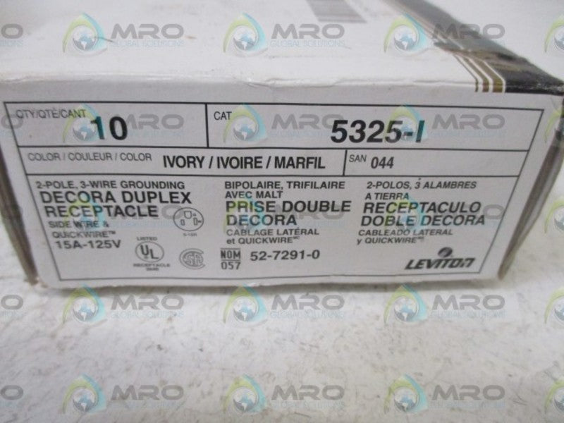 LOT OF 10 LEVITON 5325-I DECORA DUPLEX RECEPTACLE *NEW IN BOX*
