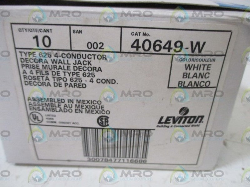 LOT OF 10 LEVITON 40649-W DECORA WALL JACK NSMP