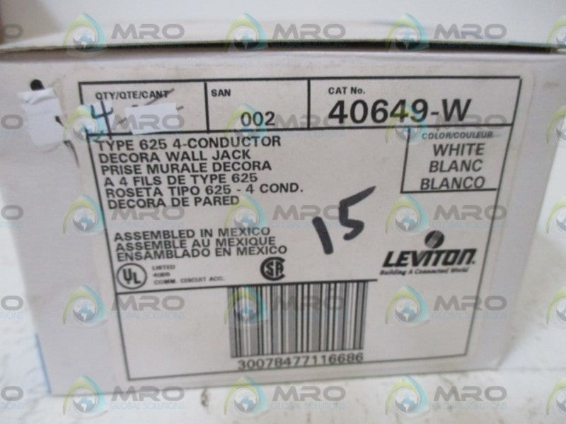 LOT OF 4 LEVITON 40649-W DECORA WALL JACK NSMP
