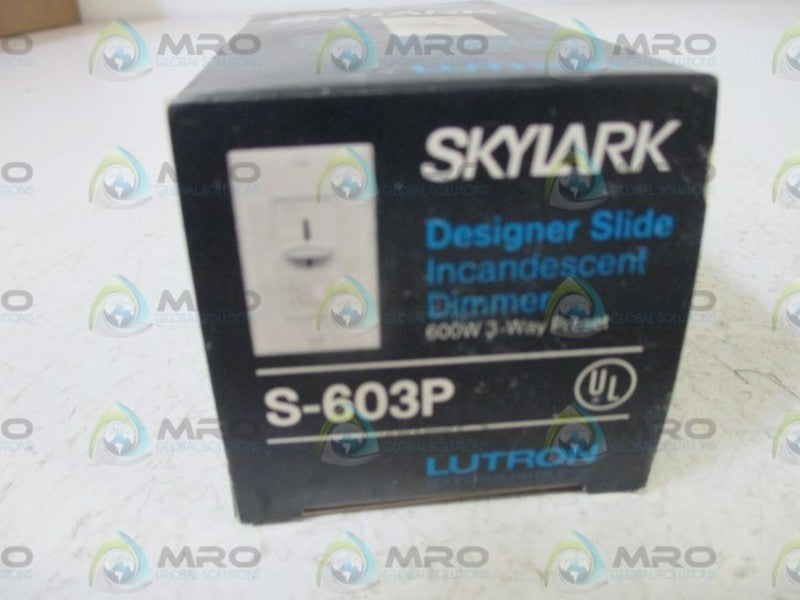 LUTRON S-603P INCADESCENT DIMMER  NSMP