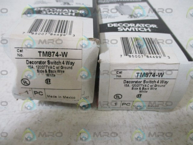 LOT OF 2 PASS & SEYMOUR TM874-W DECORATOR SWITCH 4-WAY *NEW IN BOX*